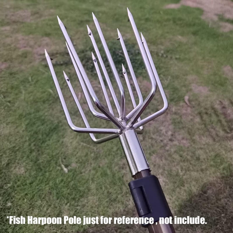 Dutiplus Large Fishing Harpoon 1~11 Prong Barded Stainless Steel Hunting Fish Gig Gaff Fork Hook with 8mm Screw for Catching Big Fish Mole Big Bullfrog - Image 5